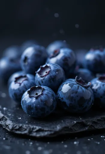 테이블 위 그릇에 담긴 신선한 블루베리, 잼, 민트 잎