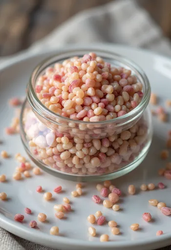 다양한 색상의 건조 아마란스 씨앗 클로즈업