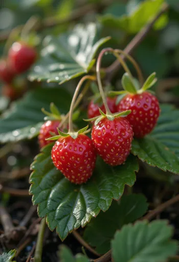 신선하고 붉은 야생 딸기 열매와 단면