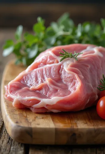 허브와 함께 손질된 신선한 꿩고기 필레