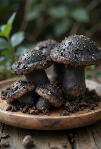 반으로 잘라 손질된 신선한 곰보버섯