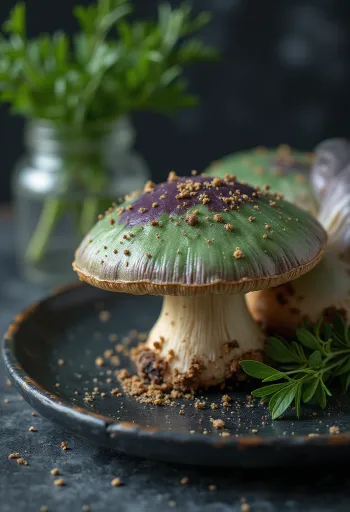 손질되어 슬라이스된 신선한 청머리무당버섯