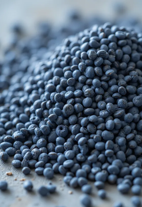 도기 그릇에 담긴 포피시드와 바닥에 흩뿌려진 씨앗들