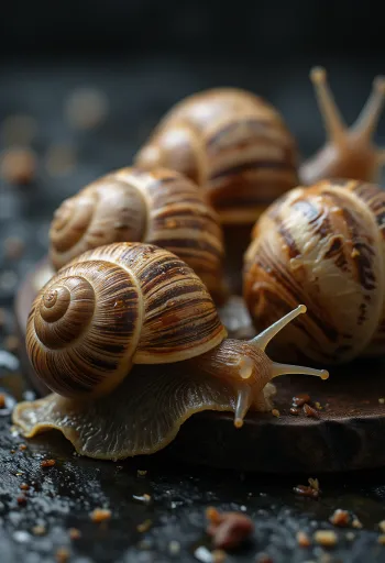 접시에 정갈하게 담긴 신선한 식용 달팽이 살