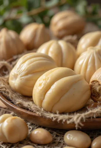 나무 테이블 위에 놓인 신선한 필리 너트