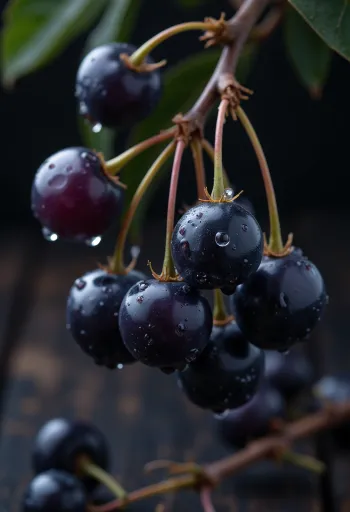 가지에 달린 선명한 붉은색 마가목 열매 클로즈업