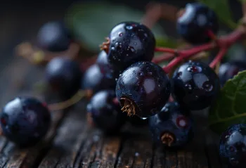 가지에 달린 선명한 붉은색 마가목 열매 클로즈업