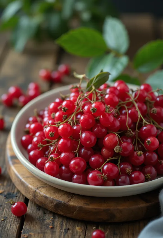 선명한 붉은색과 은은한 광택이 도는 붉은 딱총나무 열매 클로즈업