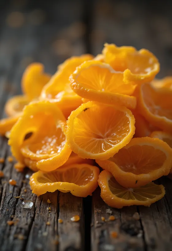 얇게 채 썬 신선한 오렌지 껍질과 강판, 꿀이 담긴 그릇