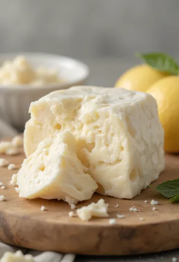 나무 그릇에 담긴 몽글몽글한 오르다 치즈(헝가리 리코타)