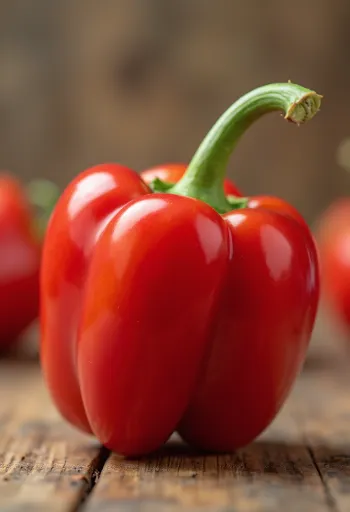 도마 위에 놓인 빨강, 노랑, 초록색의 신선한 파프리카와 썬 단면