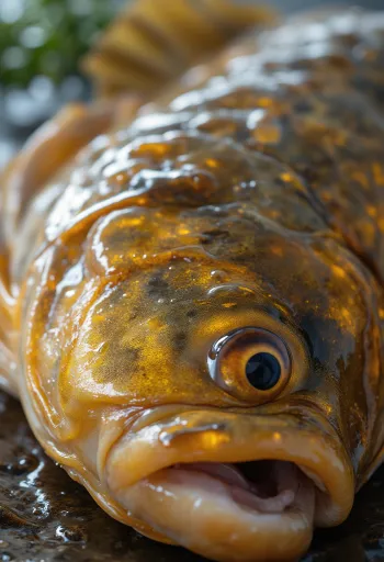 도마 위에 놓인 손질된 잉어 살코기와 향신료