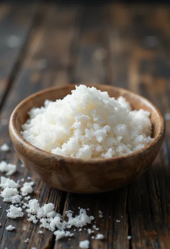 고운 입자의 하얀 쌀 전분 가루가 그릇에 담긴 모습