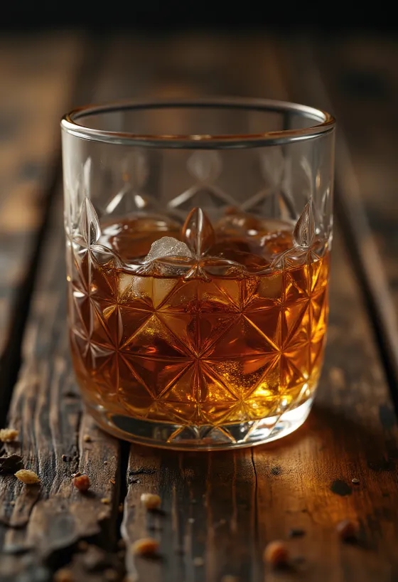 럼이 담긴 병과 잔, 그리고 곁들여진 라임과 사탕수수, 흑설탕