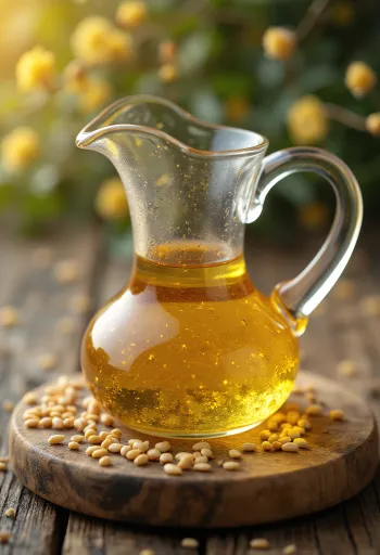 작은 병에 담긴 참기름과 그릇에 담긴 참깨