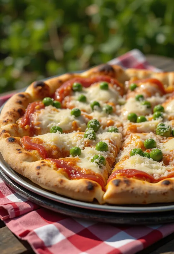 완두콩과 치즈를 곁들인 Pizza ai Piselli
