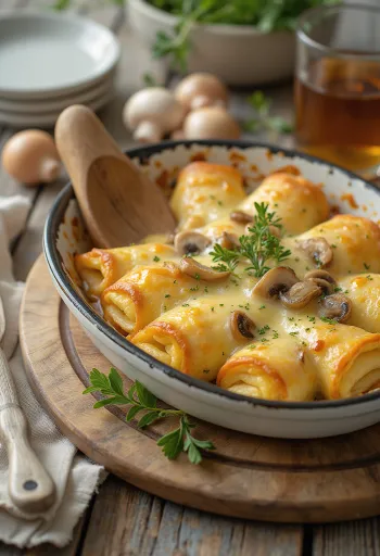 갓 구운 치즈 버섯 팬케이크