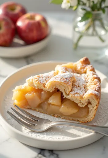 전통 애플 파이 – 바삭한 반죽 속에 부드러운 시나몬 사과가 채워진 홈메이드 케이크.