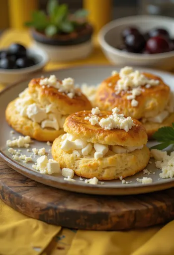 페타 치즈 포가차 서빙