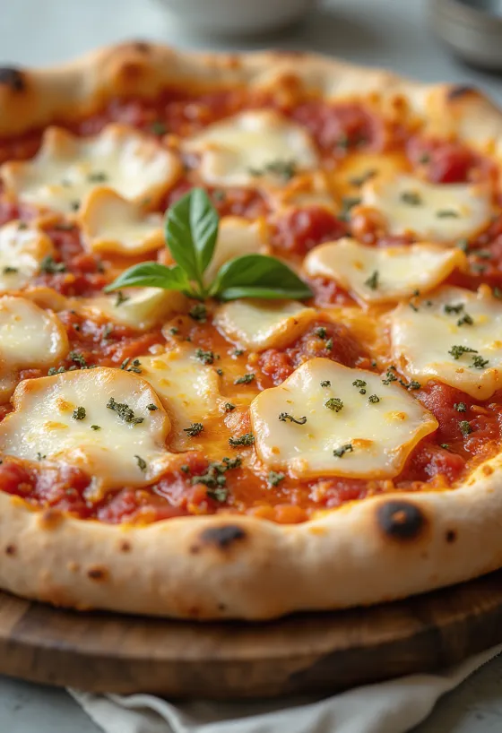 치즈와 바질을 곁들인 Pizza al Grana Padano