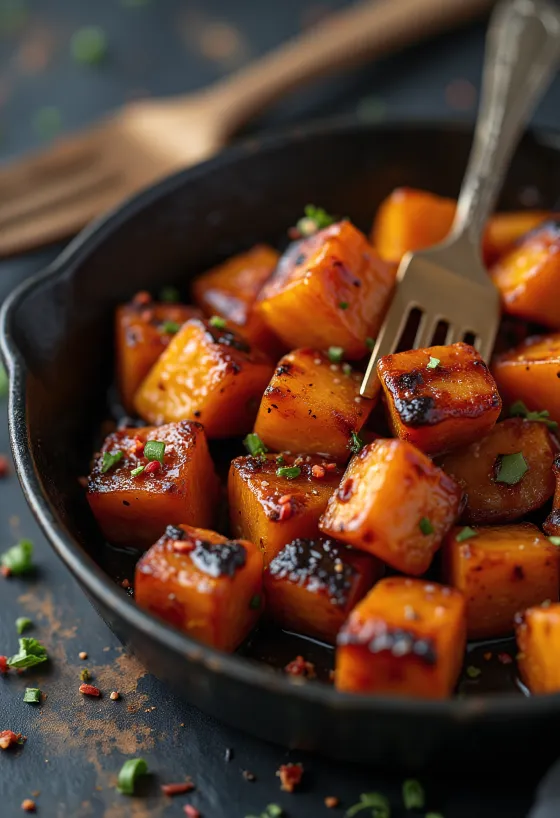 제공된 바비큐 구운 한입 고구마