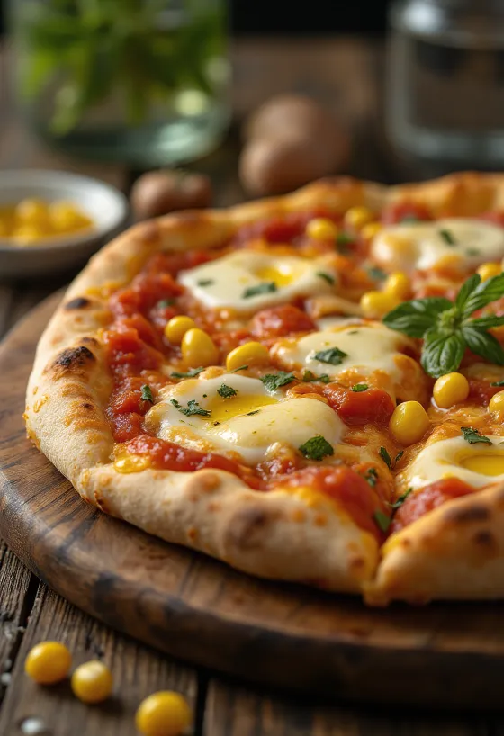 옥수수와 치즈를 곁들인 Pizza al Mais