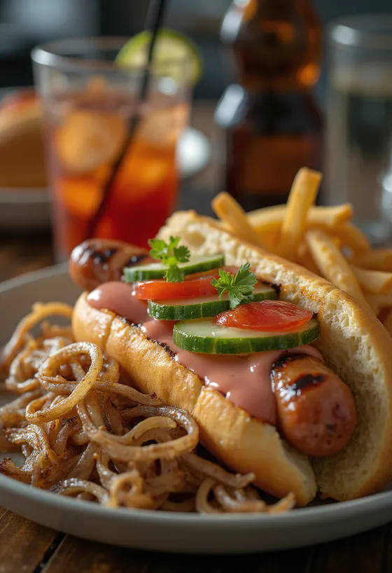 접시에 담긴 비법 레시피 핫도그