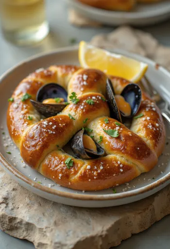 조개 프레첼 서빙 모습