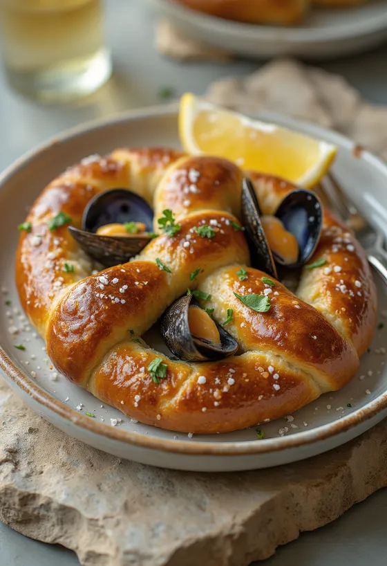 조개 프레첼 서빙 모습