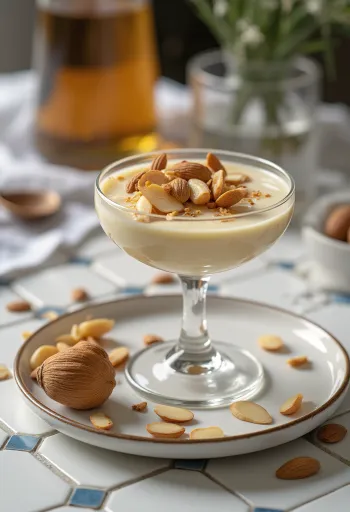 서빙된 아몬드 리큐어 판나코타