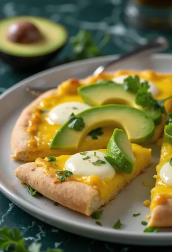 신선한 아보카도와 고수가 토핑된 Pizza Peruana