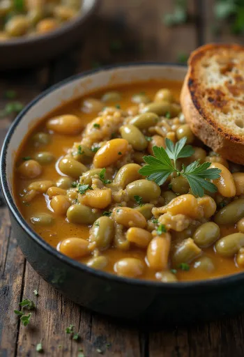 신선한 딜을 뿌린 걸쭉한 사워크림 소스의 그린빈 스튜