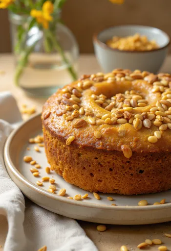 서빙된 해바라기 씨 케이크