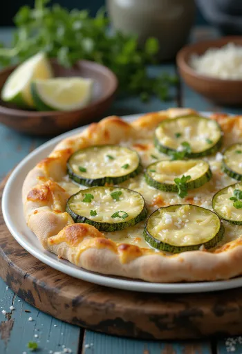 쥬키니와 치즈를 곁들인 Pizza al Zucchini
