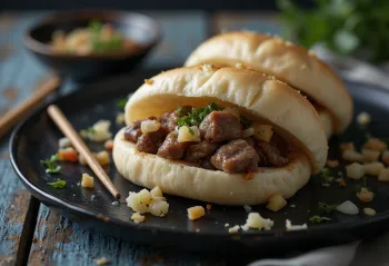구운 양고기를 채워 찐 바오 반죽, 심플한 플레이팅
