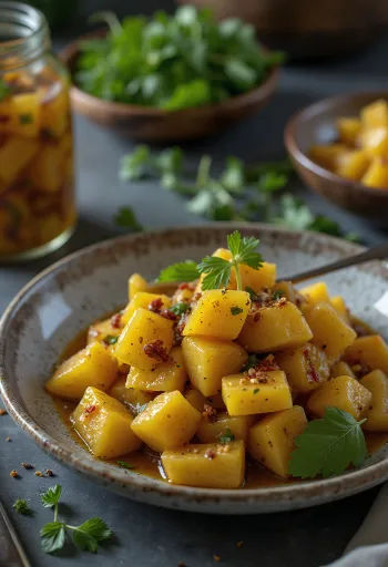 매운 아차르 서빙