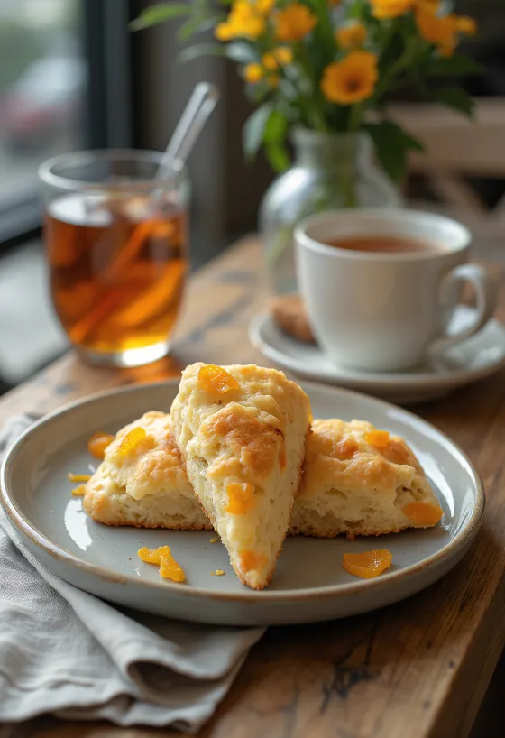 설탕 절임 오렌지 껍질 스콘 서빙 모습