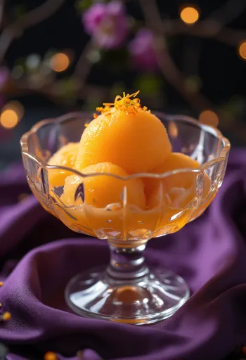 집에서 만든 상큼한 만다린 소르베 디저트