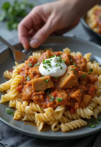 사워크림과 파스타를 곁들인 푀르쾰트