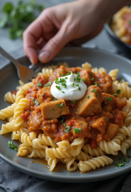 사워크림과 파스타를 곁들인 푀르쾰트