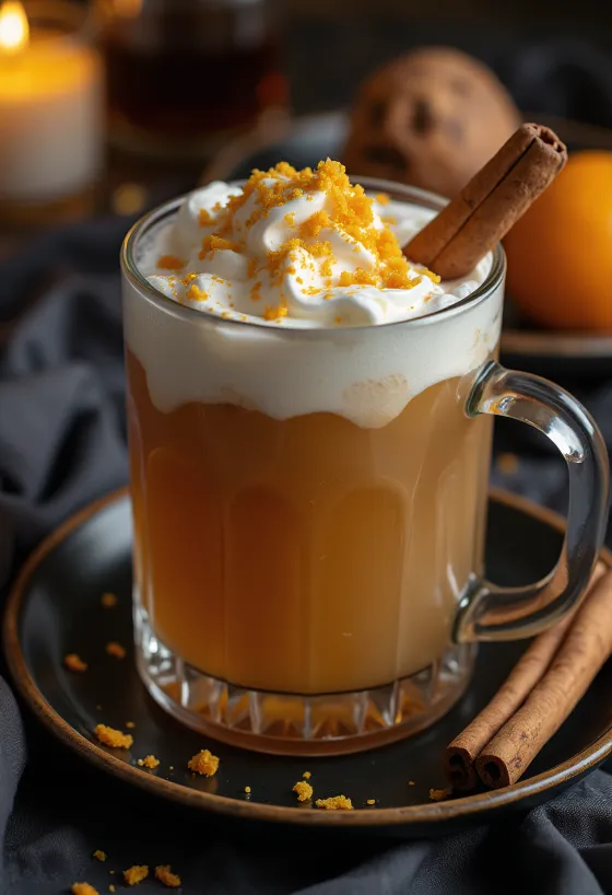 유리잔에 담긴 럼 시나몬 사이더