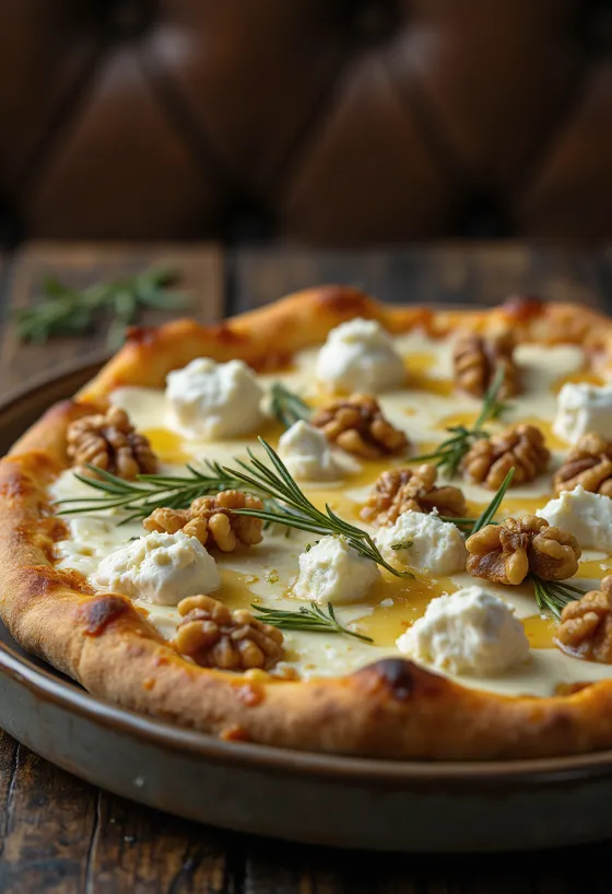 신선한 로즈마리와 호두를 곁들인 고르곤졸라 피자