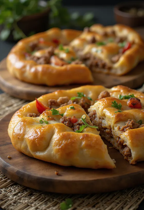 신선한 반죽과 매콤한 고기 속을 곁들인 클래식 피데