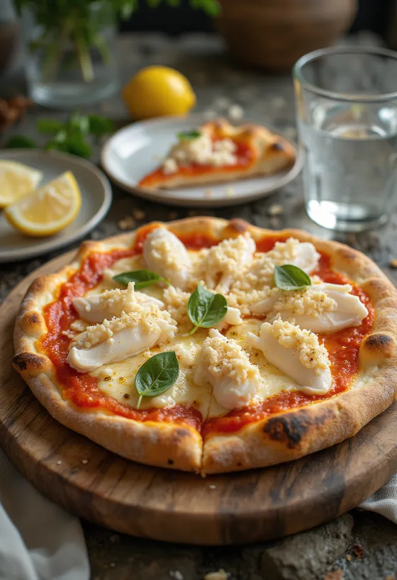 게살과 파슬리를 곁들인 게살 피자