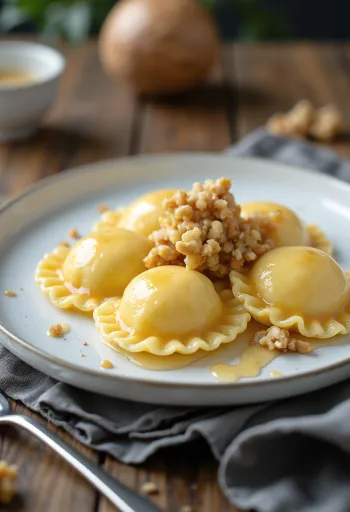 밀크 캐러멜 라비올리 서빙