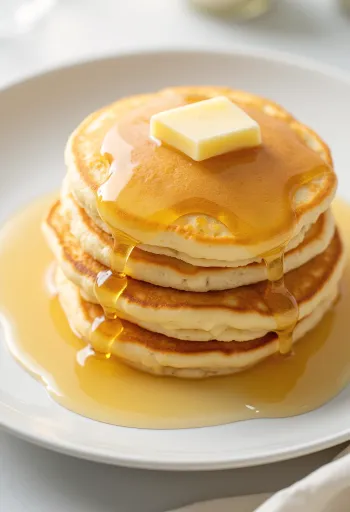 골든 시럽 팬케이크 영국식 팬케이크 차림