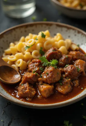 파스타를 곁들인 소고기 스튜