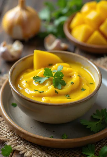 신선한 갈릭 커리 망고 소스
