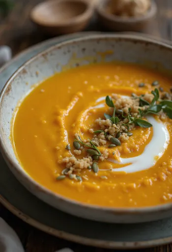 생강 고구마 크림 수프 서빙 모습