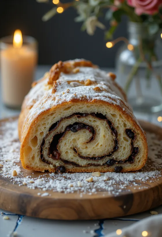 슬라이스된 양귀비 씨 슈톨렌